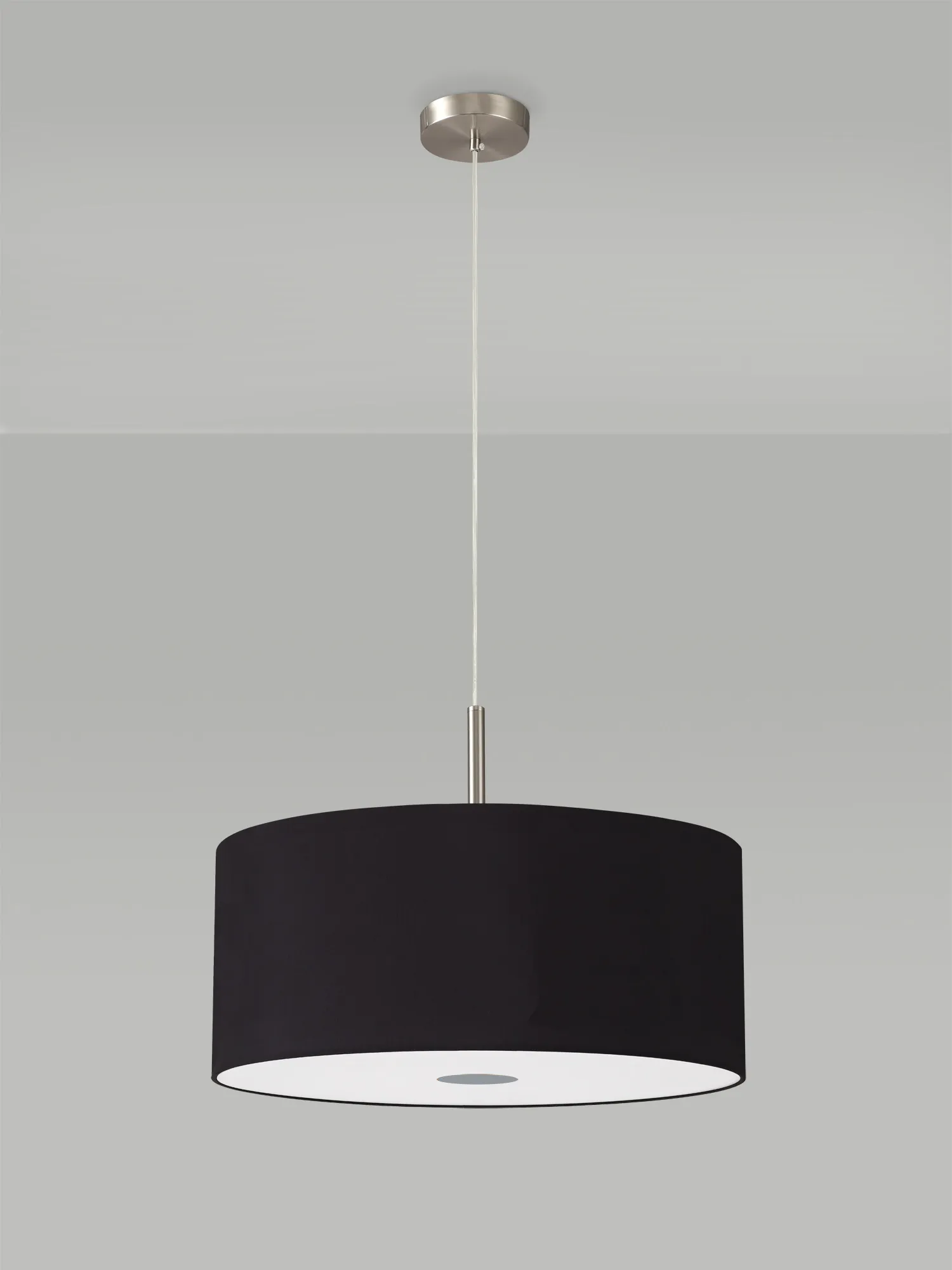 Baymont 50cm 3 Light Pendant Satin Nickel, Midnight Black/Green Olive, Frosted Diffuser DK0451  Deco Baymont SN BL/GR
